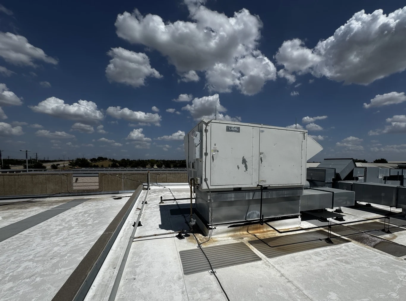 Commercial flat roof with mechanical equipment