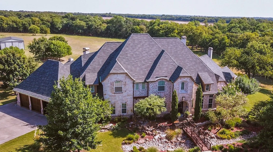 Expansive new construction home roof