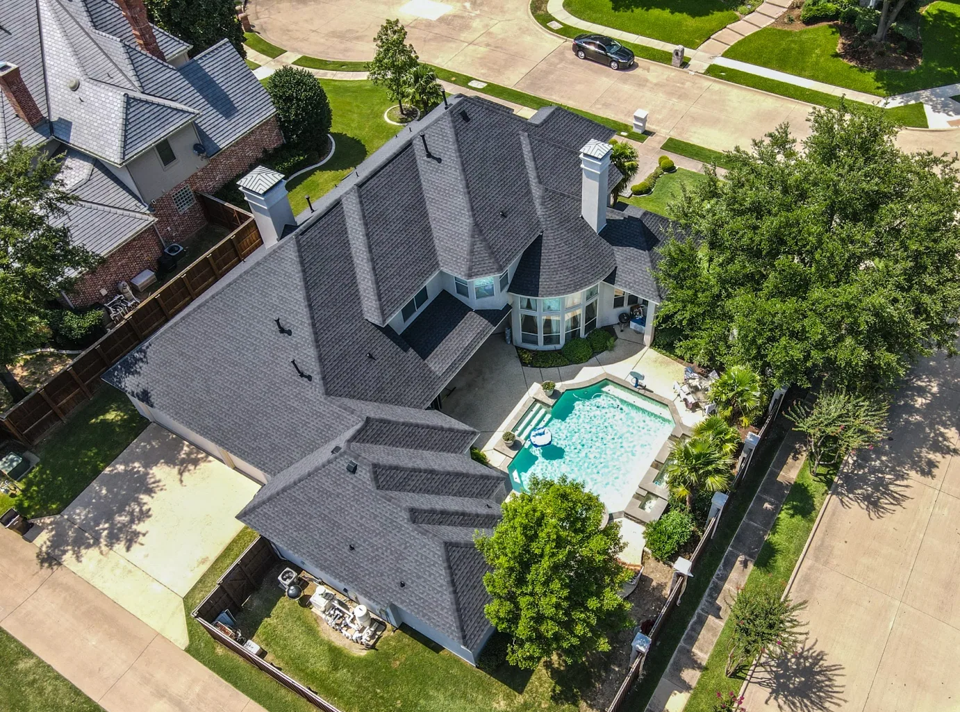 Residential roof from above