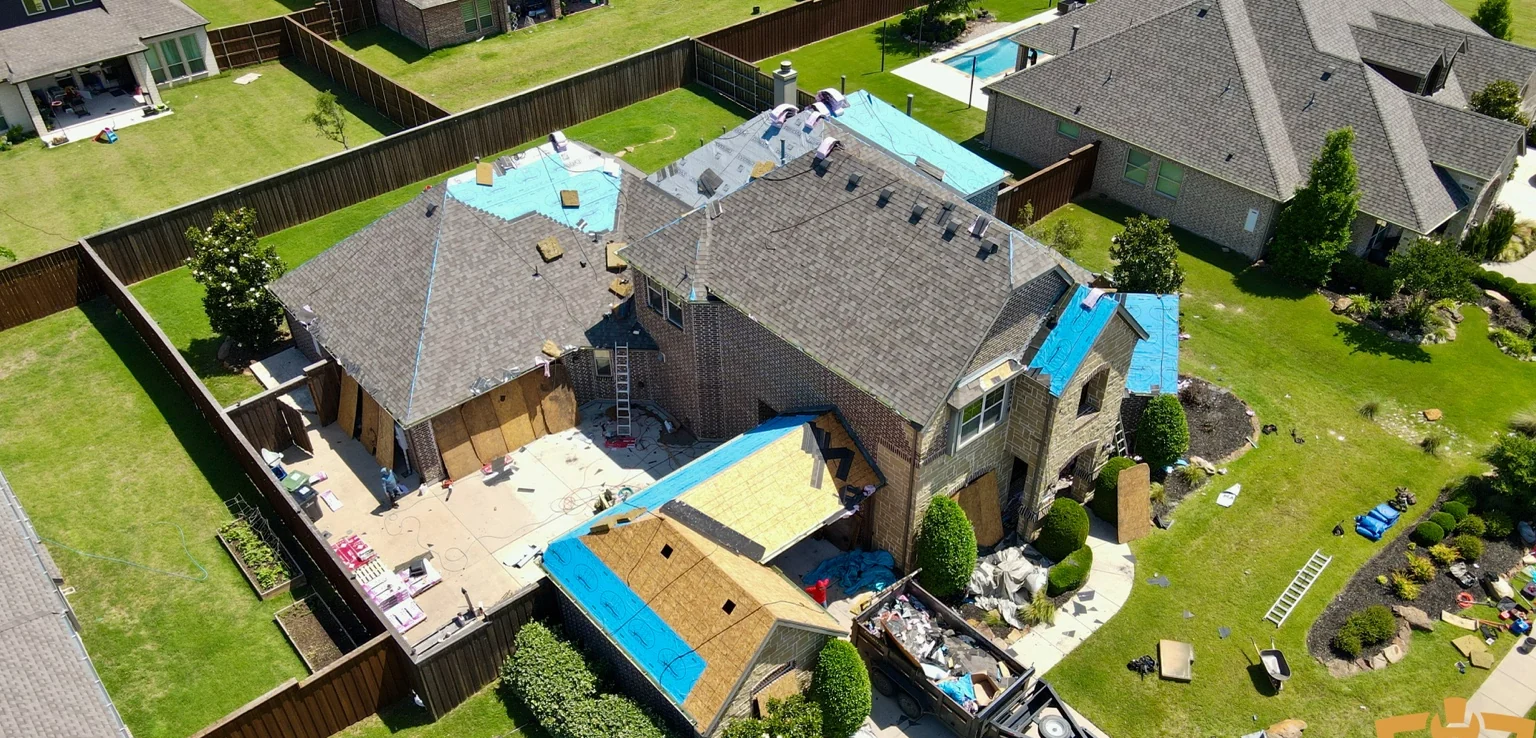 Residential roof replacement in progress
