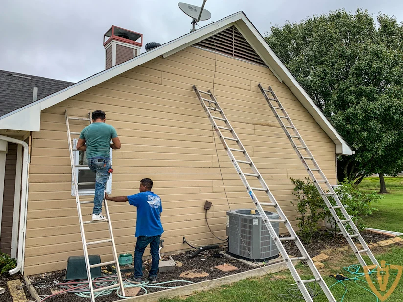 Neighborhood roof replacement from above