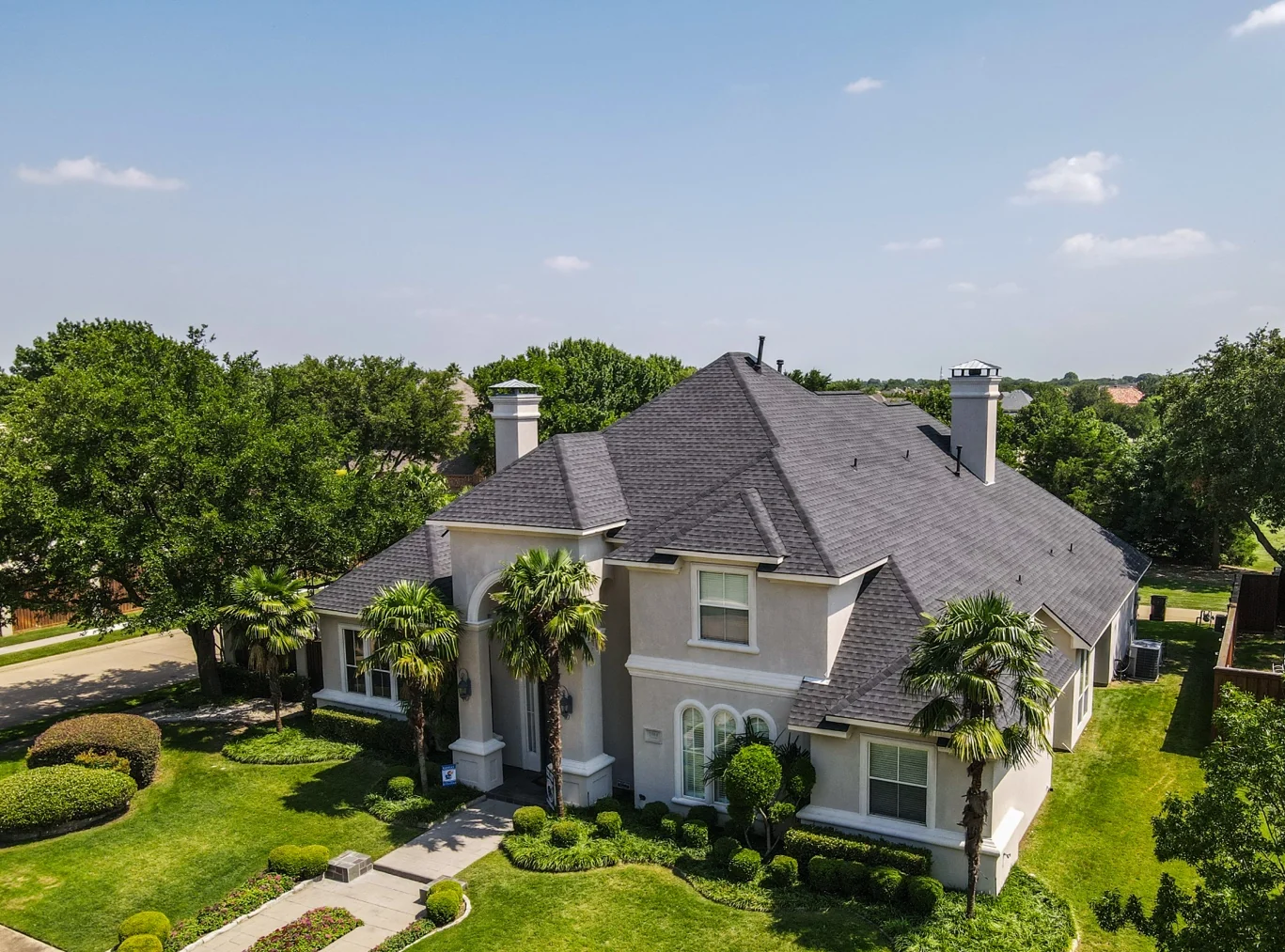 Luxury home with completed roof